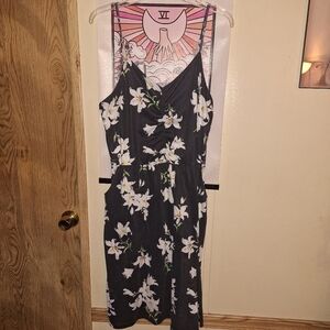 Floral Black White Dress By Yathon Size XL